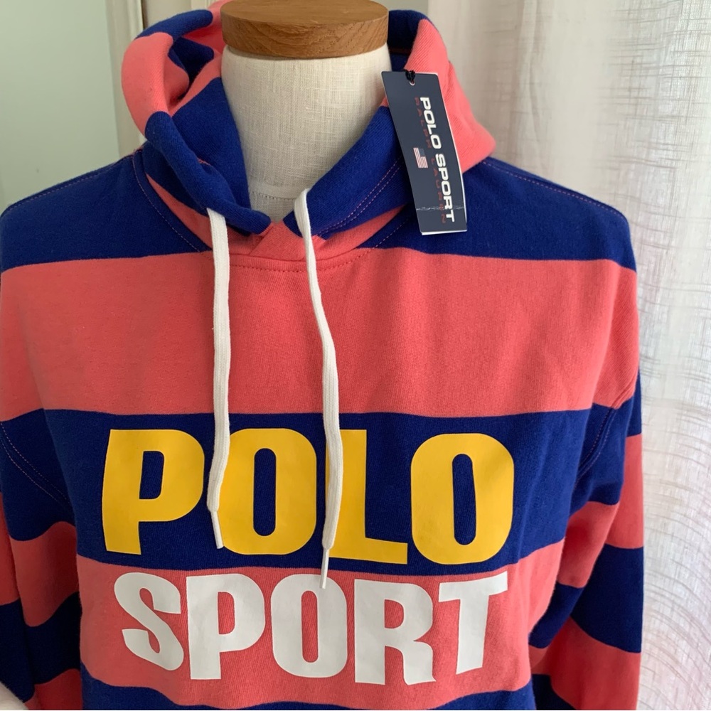 Ralph Lauren Pink Blue Stripe Sweatshirt - Picture 3 of 8